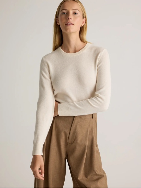 Quince Mongolian Cashmere Crewneck Sweater in Ivory minimalist capsule Size S - Picture 11 of 13